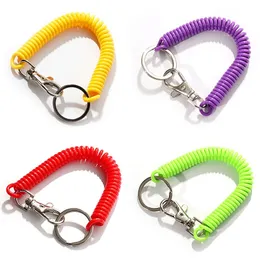 Lobster Clasp Hook Spring Keyring Keychain Stretchy Coil Swivel Lobster Clasp Key Ring Hooks Anti-lost Phone Spring Keychain