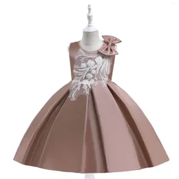 Girl Dresses Princess Dress Kids Kids Elegant Appliques Flowers Party in raso abiti da sera marroni con