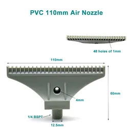 10 Stück ABS PVC F797 110 mm WindJet-Luftdüse, 1/4 BSPT-Außengewinde, ultrabreite, pneumatische Reinigungsdüse