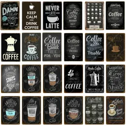 Retro Coffee Menu Arte Tin Plaque Home Bar Cafe Decoração de parede vintage Arte Metal Tin Signs Pub Tavern Retro Placas decorativas de metal Torne de lata Tamanho 30x20cm W02