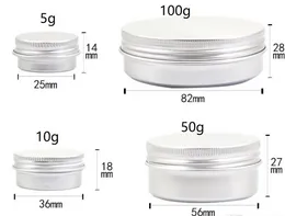 Empty Aluminum Lip Balm Containers Cosmetic Cream Jars Tin Crafts Pot Bottle 5 10 15 30 50 100g factory outlet