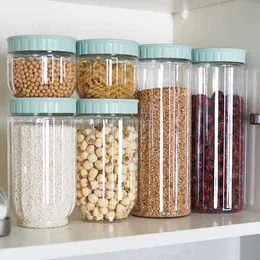 Storage Bottles Jars Kitchen Transparent Food Storage Container With Lids Durable Seal Pot Cereal Grain Bean Rice Sealed Plastic Milk Powder Jar J230301