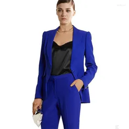 Dwuczęściowe spodnie dla kobiet Summer Royal Blue Ladies Pant Suits Brazers Formal Elegancka Business 2 Kobietowe spodnie na zamówienie