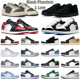 Jumpman 1 Low 1s Basketball Shoes Top OG Fragment Designer University Blue UNC Black Red Shadow Light 연료 회색 남성 여성 메시 운동화 EUR 36-46