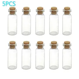 Bottiglie di stoccaggio Vasetti 5 pezzi Mini bottiglie trasparenti con tappo in sughero Capacità per 05 ml 1 ml 2 ml 4 ml 5 ml 6 ml 7 ml 10 ml Vasi di vetro ing Bottiglia regalo J230301