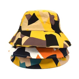 Cappelli a tesa larga Nuova geometria Cappelli a secchiello con giunture colorate Donna e uomo Cappello da pescatore in cotone a tesa larga Hip Hop Gorros Cappellini Panama Bonnet Gorro R230308