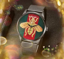 Crime Premium Mens Bee Tiger Snake Uhren Quarzwerk Male Time Clock Watch Edelstahl Nylon Lederband Business Casual Armbanduhr Orologio di lusso