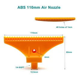 50 개 PCS ABS PVC F797 110mm 윈드 제트 에어 노즐, 1/4 BSPT 남성 스레드 초대형, 균일 한 스프레이 플랫 팬 에어 패턴