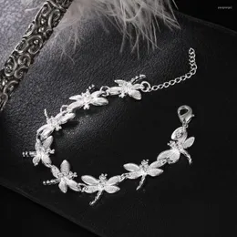 Charm Bracelets Eight Dragonfly Women's Hand Fashion Silver Color Girls Lucky Fine Jewelry Wholesale Trendy Woman 2023 Gifts