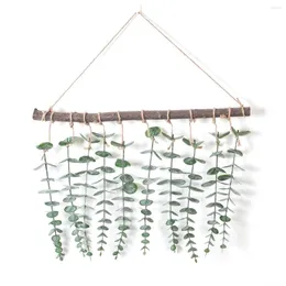 Decorative Flowers Artificial Eucalyptus Wall Hanging Decor Fake Vines Plant With Stick And Ropre Rustic Farmhouse Greenery