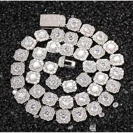 تخرج التنس 1M مربع ICED Out Dianond Tennis Chain Cubic Zirconia Designer Diamond 14k Gold Cains Mens Jewelry Hip H Dhgarden dhaju