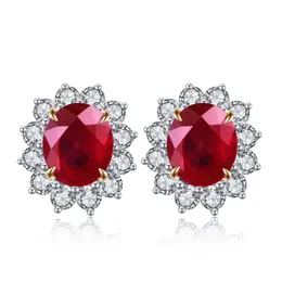 Серьги -грибы Pirmiana Classic Style18k Gold 4.9ct Lab Ruby Women Jewelry Party Подарки