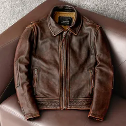 Motorcycle Apparel Men's Genuine Leather Jacket Swallow Tailed Style Vintage Top Cowhide Coat Male Biker Clothing