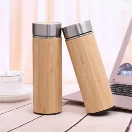 360ml 450ml de bambu de bambu xícara de xícara de aço inoxidável garrafa de água a vácuo Os frascos de térmicos isolados caneca copos de chá de barrak bb0308