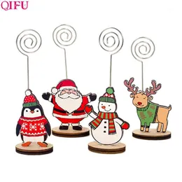Juldekorationer QIFU TRÄT NOTCLIPS Santa Claus Snowman Craft Ornaments for Home Noel 2023 Happy Year 20231