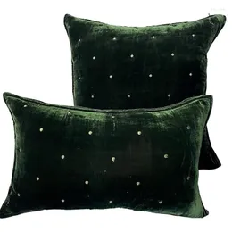 Pillow Vintage Luxury Green Embroidered Velvet Cover Couch Decorative Case Art Home Simple Dot Sofa Chair Coussin