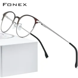 Güneş Gözlüğü Çerçeveleri Fonex Alaşım Gözlükleri Erkekler Ultralight Kadınlar Vintage Yuvarlak Gözlükler Çerçeve Retro Reçeteli Optik Vidasız Gözlük 988 230307