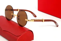Heren designer bril zonnebrillen voor dames Brilmonturen tempels met panterkoppen Metalen frameloze ronde zonnebrilvorm voor heren carti eyewear accessoires