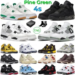 2023 J4 With Box Pine Green 4 Basketball Shoes Men Women Jumpman 4s Military Black Cat Midnight Navy White Cement Photon Dust