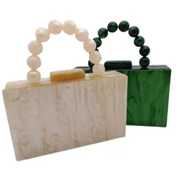 Вечерние сумки Жемчужные зеленые обнаженные цвета акриловый сцепление днем ​​дневной коробочек для женщин с бусин