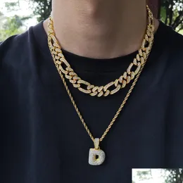 Łańcuchy Hip Hop Bling Biżuteria Mężczyźni mrożone rapowanie osobowość Diamond Nk3 1 Figaro Cuban Link Naszyjniki lub bransoletki DHGARDEN DHTGN