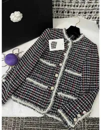 Wool wełna mieszanki projektantka Nowa kurtka marki 2023 OOTD Modna wysokiej klasy jesienne łańcuchy zimowe Tweed płaszcz sprężyn sprężyn kardigan xw6y