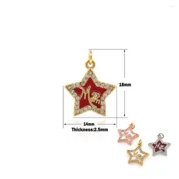 Charms Ocean Five Pointed Star Pendant Necklace Jewelry Golden Gold Filled Emamel Hip Hop Gift Cubic Zirconia Charm