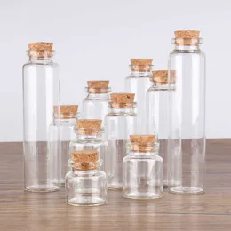 Storage Bottles Jars 12pcs 10ml 15ml 20ml 25ml 30ml 40ml 45ml 50ml 55ml 60ml Glass Bottles With Cork Stopper Spice Jars Glass Vessels For Art Crafts J230301