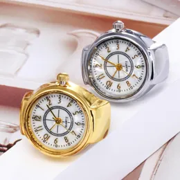 Wristwatches Dial Quartz Analog Watch Creative Steel Cool Elastic Finger Ring Luxury Wrist Man Clock Men's