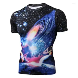 Męskie koszule coldker men 3d Galaxy Digital Printing Shirt krótkie rękawy letnie topy zwyczajne strefie streetwear