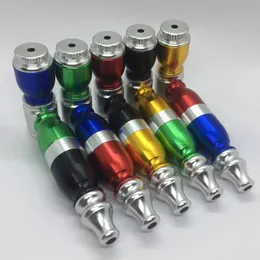 Colorful Aluminium Pipes Torpedo Style Dry Herb Tobacco Portable Filter Silver Screen Removable Handpipes Hand Smoking Easy Clean Cigarette Holder DHL