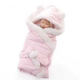 Winter Baby Baby Boys Deken Wikkel Dubbele laag Fleece Baby Swaddle Wraps Sleeping Bag voor pasgeborenen Baby beddengoed Dekens267c