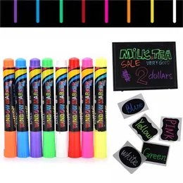 Highlighters Office School Drawing Paiting Art Supply Highlighter Fluorescent Liquid Chalk Marker Pen For LED Writing Fluorescent Board Pens J230302