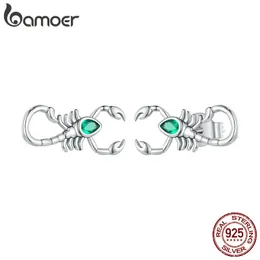 Stud 925 Sterling Srebrny Zielony Zielony Kolczyki Skorpionowe dla kobiet Oryginalne Design Animal Fine Jewelry SCE1555 230307