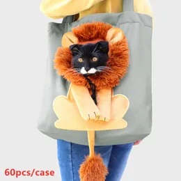 Personlighet Creative Cartoon Cat Carriers Söt stil Handy Pet Cat Bag Canvas Outdoor Slant Racksack One Shoulder Cat Crates Portable Pet Cat Houses A0086