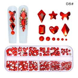 Nail Art Decorations 12 Grids Rhinestones Flat Back AB Crystals 3D DIY Tips Shiny Gems Mixed Size Crystal Glass Stone