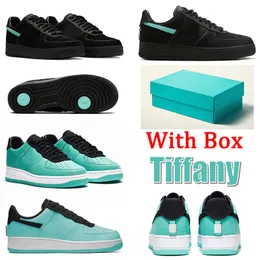 Airforce 1 x Tiffany Co. Casual schoenen Designer AF1 Tiffanys en Co Sneakers Multi Color DZ1382-001 Zwart Blue Forces 1S Mens Women Trainers Jogging 36-45