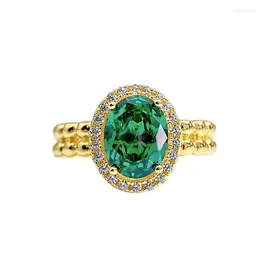 Cluster-Ringe, modischer Trend, 925er Silber, eingelegter 5A-Zirkon-Smaragd-Ring, Diamant mit hohem Kohlenstoffgehalt, Nischendesign, ästhetisch schöne Damen