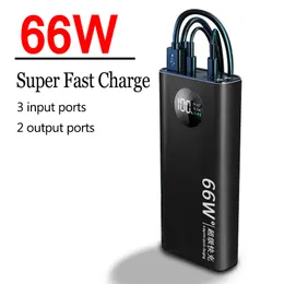 Super Fast Charge Power Banks Portable 50000mAh Ladegerät 66W 2USB Digitalanzeige Externe Batterie Taschenlampe für iPhone Xiaomi