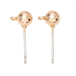 Orecchini con perno 10 pz/borsa 4/5mm In Acciaio Inox Rame Ago Ear Studs Argento Placcato Spina Posteriore Spilli Sfera Aghi Gioielli FAI DA TE