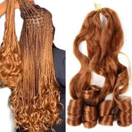 20 tum lös våg virkning hårförlängning för flätor syntetiskt lockigt hår före sträckt flätande hår för svarta kvinnor306D
