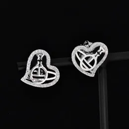 Hollow Crystal Heart Stud Earring Women Orbit Planet Earrings Gift for Love Girlfriend