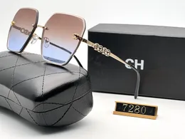여성 및 남성 패션 모델을위한 디자이너 선글라스 특별 UV 400 보호 금속 레그 이중 빔 프레임 야외 브랜드 디자인 선글라스 7280
