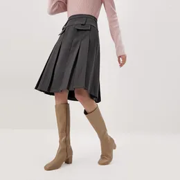Skirts For Women England Style Knee-Length Wool Polyester Clothing Falda Vaquera Talla Grande