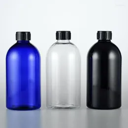 Storage Bottles 12pcs 500ml Black Screw Cap Bottle Empty Shampoo Lotion Clear Blue PET Vials Cosmetic Packing Containers