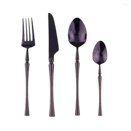 Dinnerware Sets Retro Purple 304 Stainless Steel Cutlery Set Mirror Polishing Tableware Dinner Knife Fork Kitchen Accessories