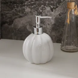 Dispenser di sapone liquido a forma di zucca bianca da viaggio in ceramica multifunzione Accessori per il bagno Shampoo per il bagno Bottiglia per lozione 400 ml 230308