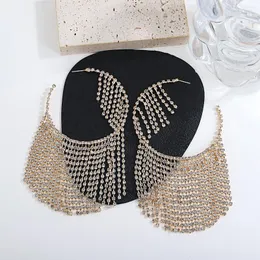 أقراط متدلية Aensoas Long Tassel Rhinestone Round Circle Drop للنساء كبير الحجم الكامل الهدية المجوهرات الكريستالية