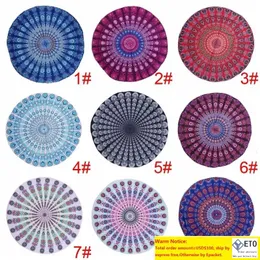 Polyester Round Beach Handdukdekor Mandala Tapestry Boho Hippie Trackad utomhus Yoga handdukar Solskyddsmedel sjal badhanddukar