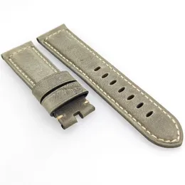 24 mm Beige Calf Leather Watch Band Strap Fit For Pam Pam 111 Wirst Watch